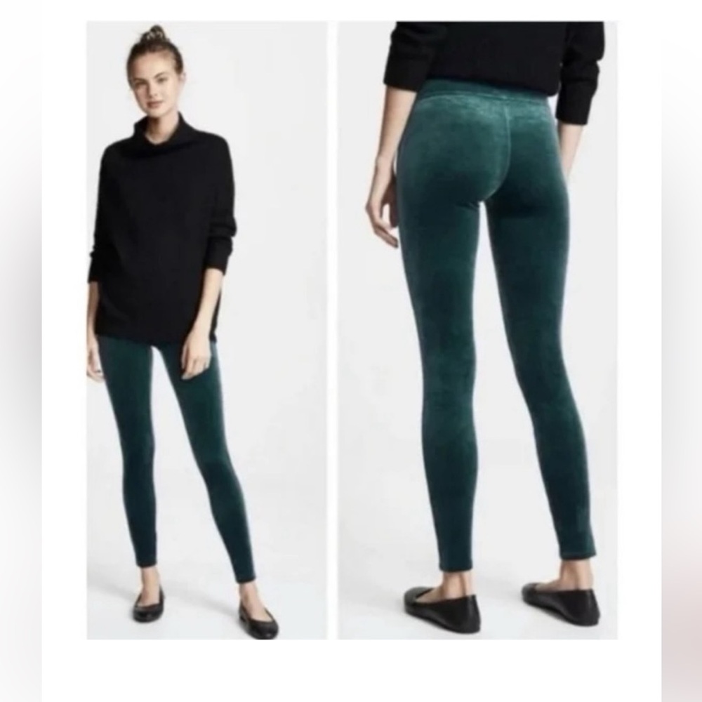 SPANX Dark GreenVelvet Leggings Size Large